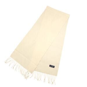 Vintage Lochmere 100% Cashmere Fringe Scarf Unisex Ivory Beige Quiet Luxury